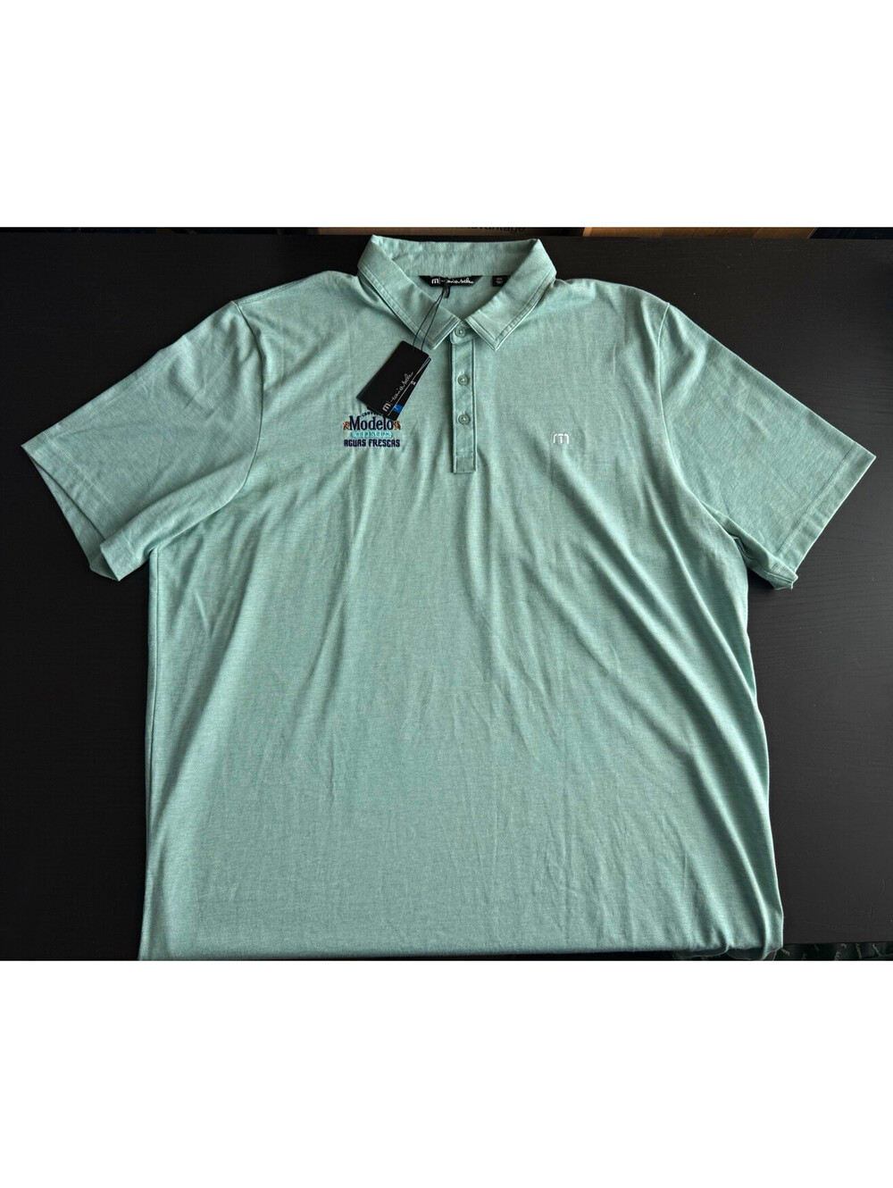 Travis Mathew NWT The Zinna Polo Shirt 3XL Heather Green Modelo Logo Ultra Soft